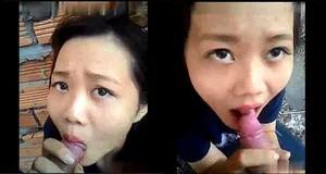 Ghệ bú cặc ở vườn sau nhà