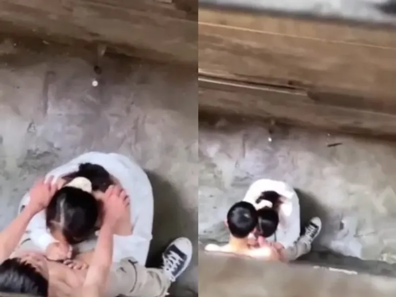 Quay lén nữ sinh bú cò anh bồ ở khe nhà